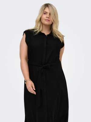 Μάξι αμάνικο φόρεμα με ζώνη στη μέση plus size
