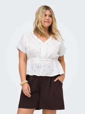 Alternative view of Κεντητή μπλούζα με δέσιμο στη μέση plus size