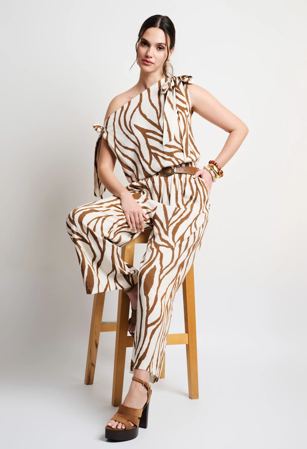 Ολόσωμη φόρμα zebra print με δέσιμο στους ώμους - Image 2