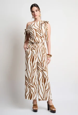 Ολόσωμη φόρμα zebra print με δέσιμο στους ώμους
