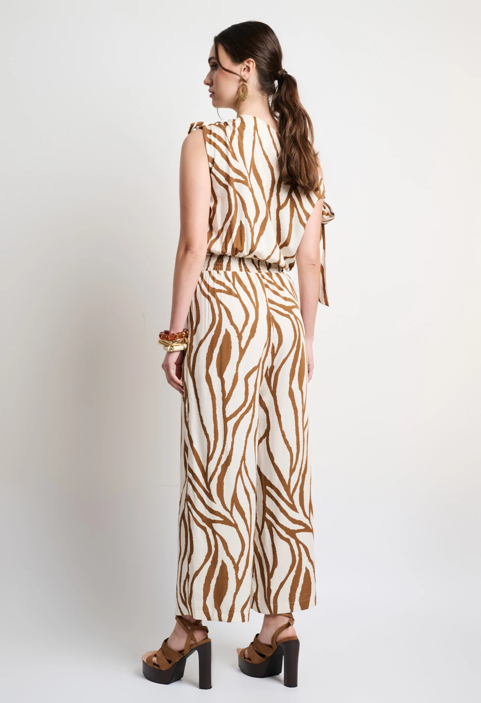 Ολόσωμη φόρμα zebra print με δέσιμο στους ώμους - Image 4