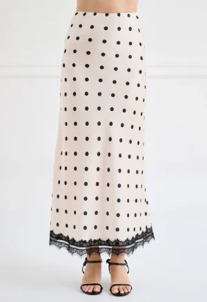 Alternative view of Midi φούστα πουά με δαντέλα στο τελείωμα