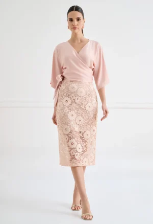 Midi δαντελένια φούστα pencil