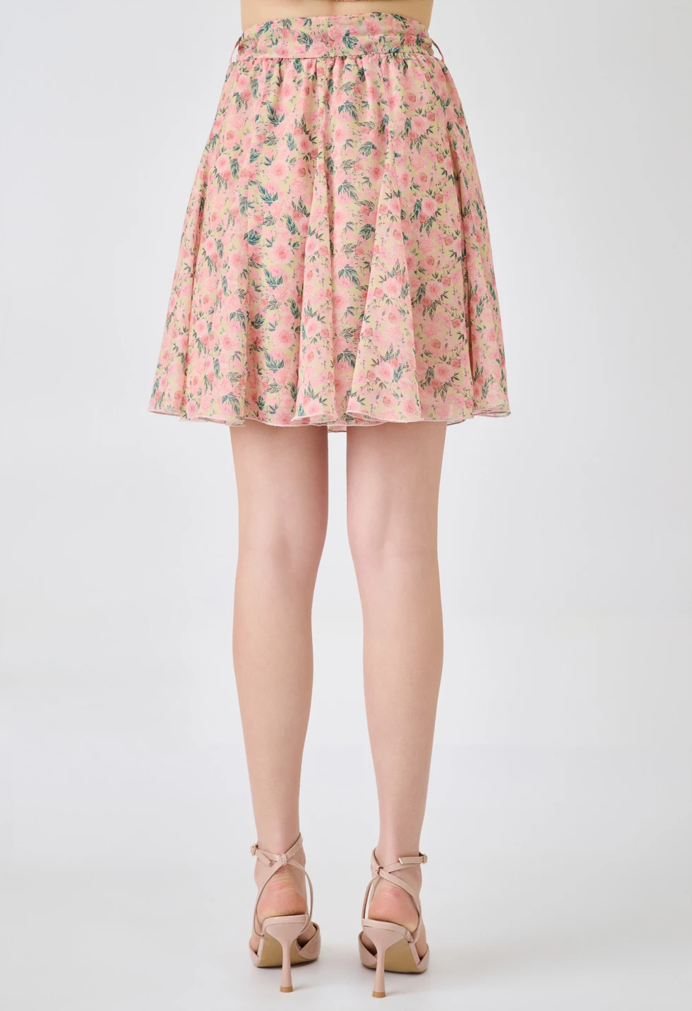 Floral mini φούστα με ζώνη στη μέση - Image 4