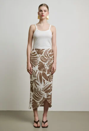 Midi φούστα με tropical print