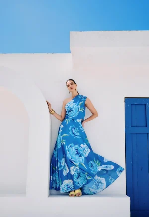 Alternative view of Μακριά φούστα floral σε μπλε απόχρωση