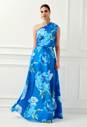 Μακριά φούστα floral σε μπλε απόχρωση