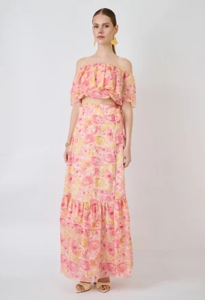 Alternative view of Floral wrap maxi φούστα με βολάν