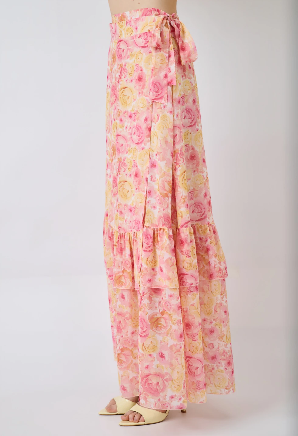 Floral wrap maxi φούστα με βολάν - Image 4