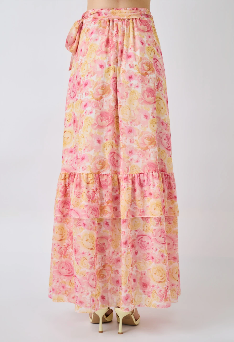 Floral wrap maxi φούστα με βολάν - Image 5