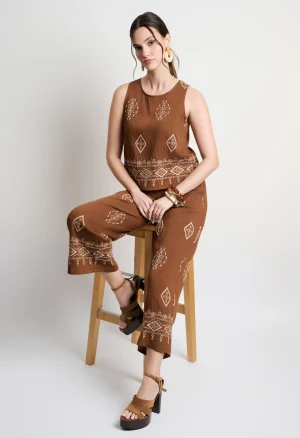 Alternative view of Boho printed σετ τοπ και παντελόνα