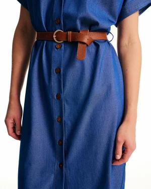 Alternative view of Φόρεμα σεμιζιέ midi σε όψη τζιν