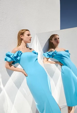 Alternative view of Φόρεμα μίντι με μανίκι puff