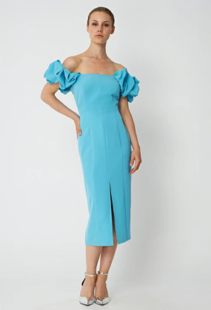 Φόρεμα μίντι με μανίκι puff