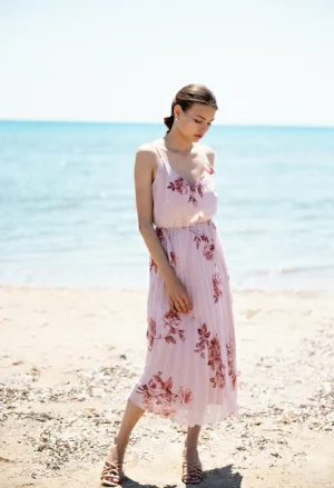 Μίντι φόρεμα πλισέ