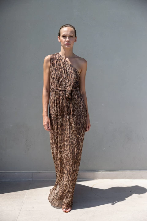 Ασύμμετρο φόρεμα animal print - Image 3