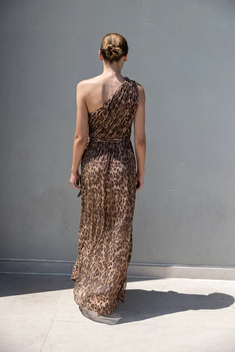 Ασύμμετρο φόρεμα animal print - Image 5