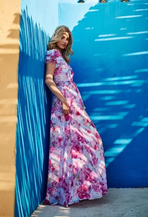 Alternative view of Μακρύ αέρινο φλοράλ φόρεμα