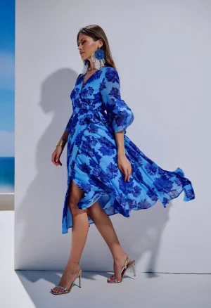 Alternative view of Φόρεμα κρουαζέ με φλοράλ μοτίβο