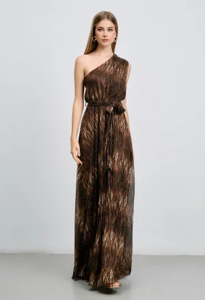 Μακρύ φόρεμα πλισέ με έναν ώμο