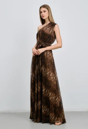 Alternative view of Μακρύ φόρεμα πλισέ με έναν ώμο