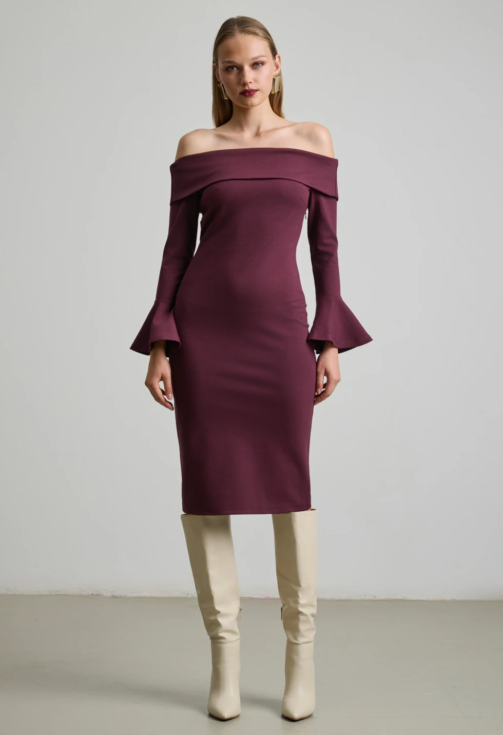 Φόρεμα midi off-shoulder - Image 2