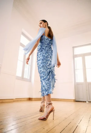 Alternative view of Midi φόρεμα με παγιέτες και κρόσια