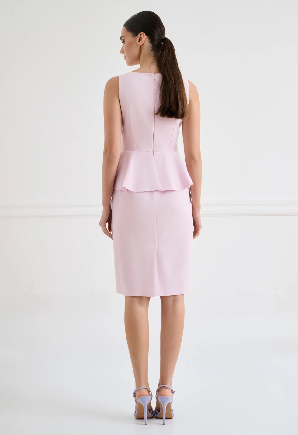 Midi φόρεμα με peplum και ζώνη στη μέση - Image 3