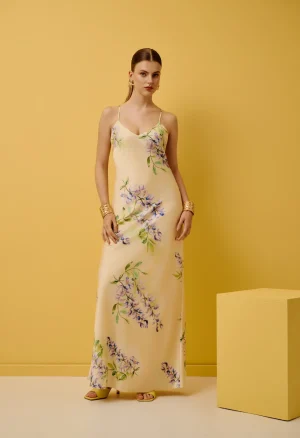 Floral μάξι φόρεμα με ανοιχτή πλάτη