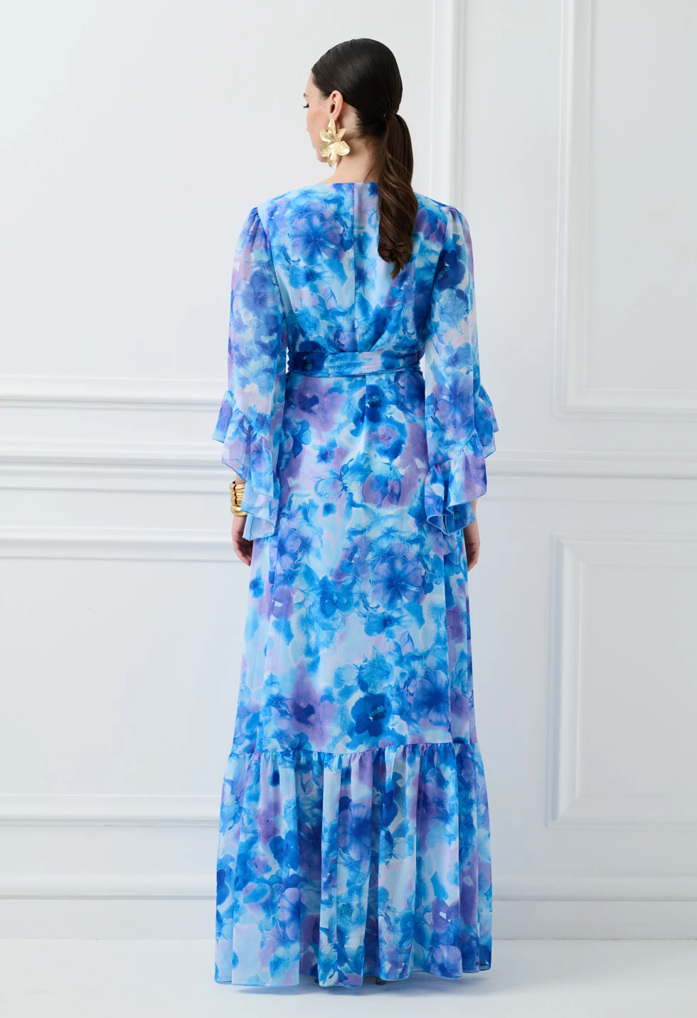 Maxi κρουαζέ φόρεμα με floral print - Image 9