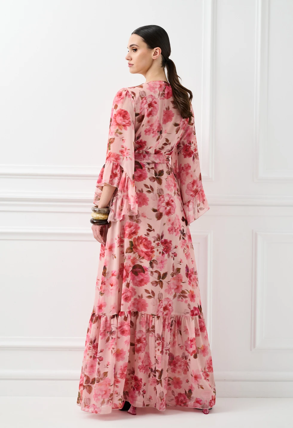 Maxi κρουαζέ φόρεμα με floral print - Image 5