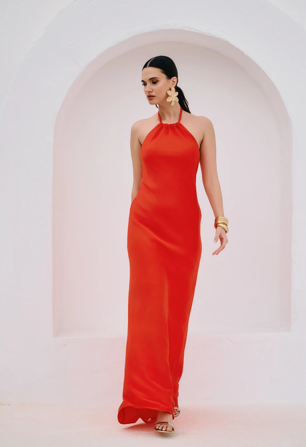 Maxi φόρεμα halter κόκκινο - Image 2