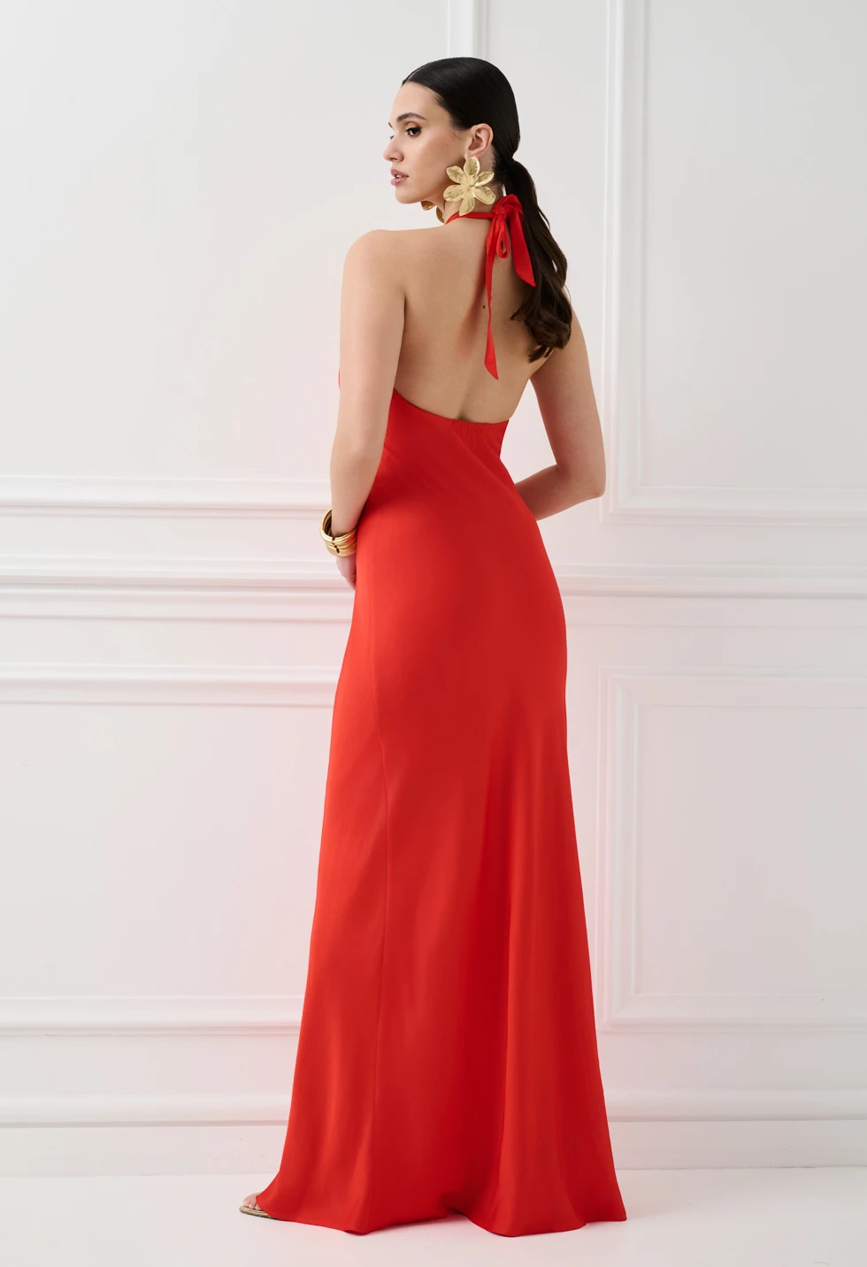 Maxi φόρεμα halter κόκκινο - Image 5