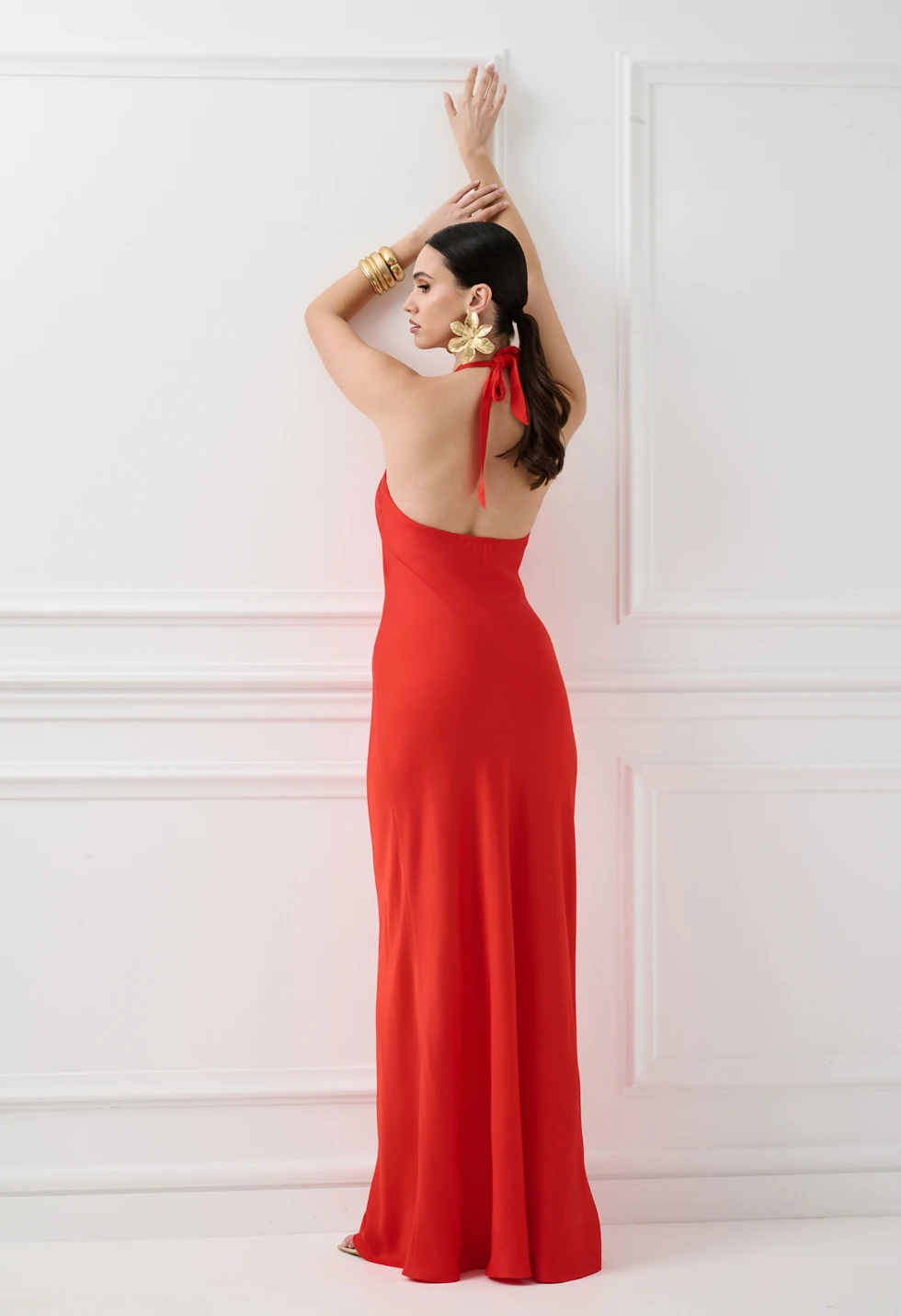 Maxi φόρεμα halter κόκκινο - Image 6