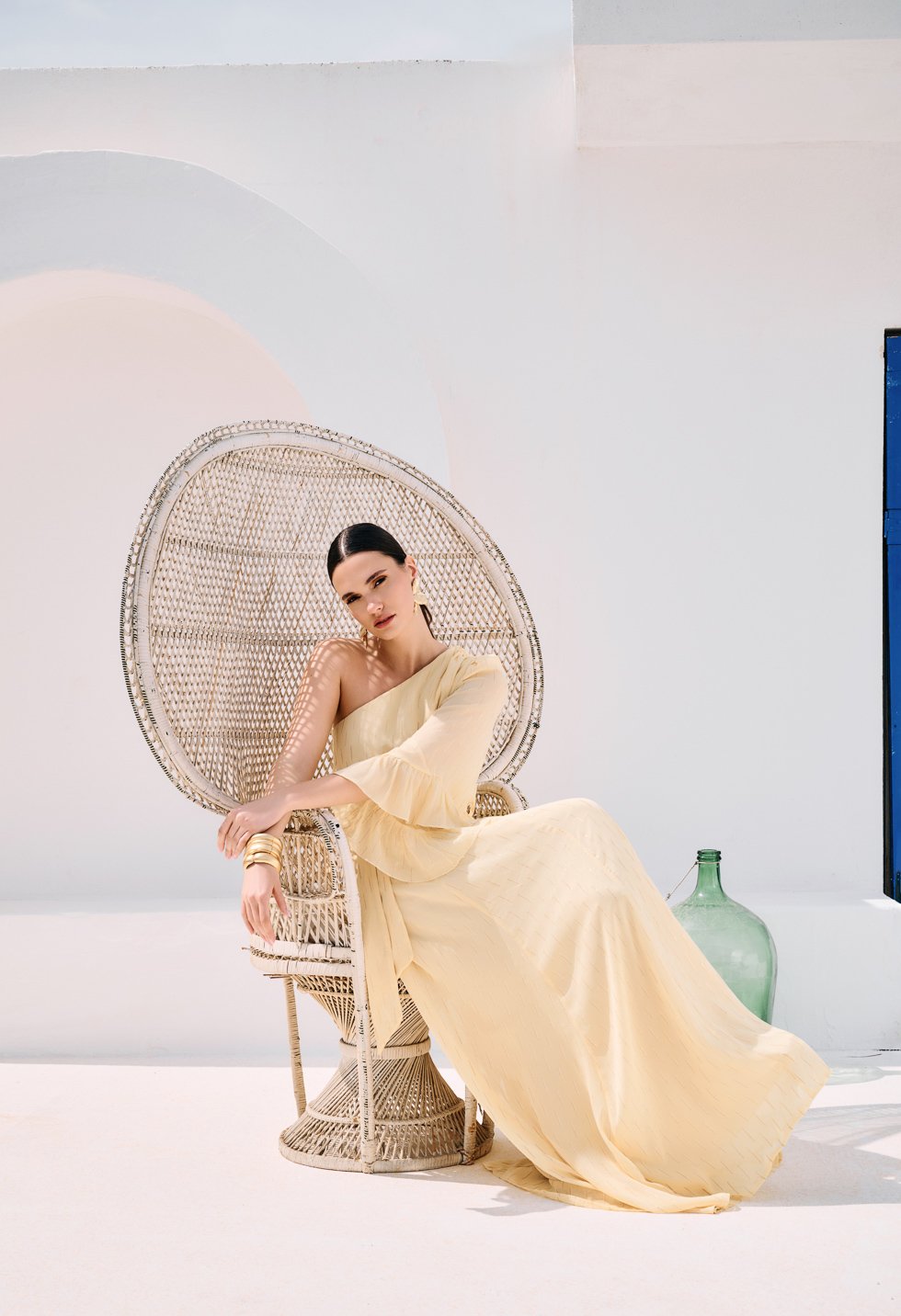 Maxi φόρεμα one shoulder σε παστέλ κίτρινο - Image 2