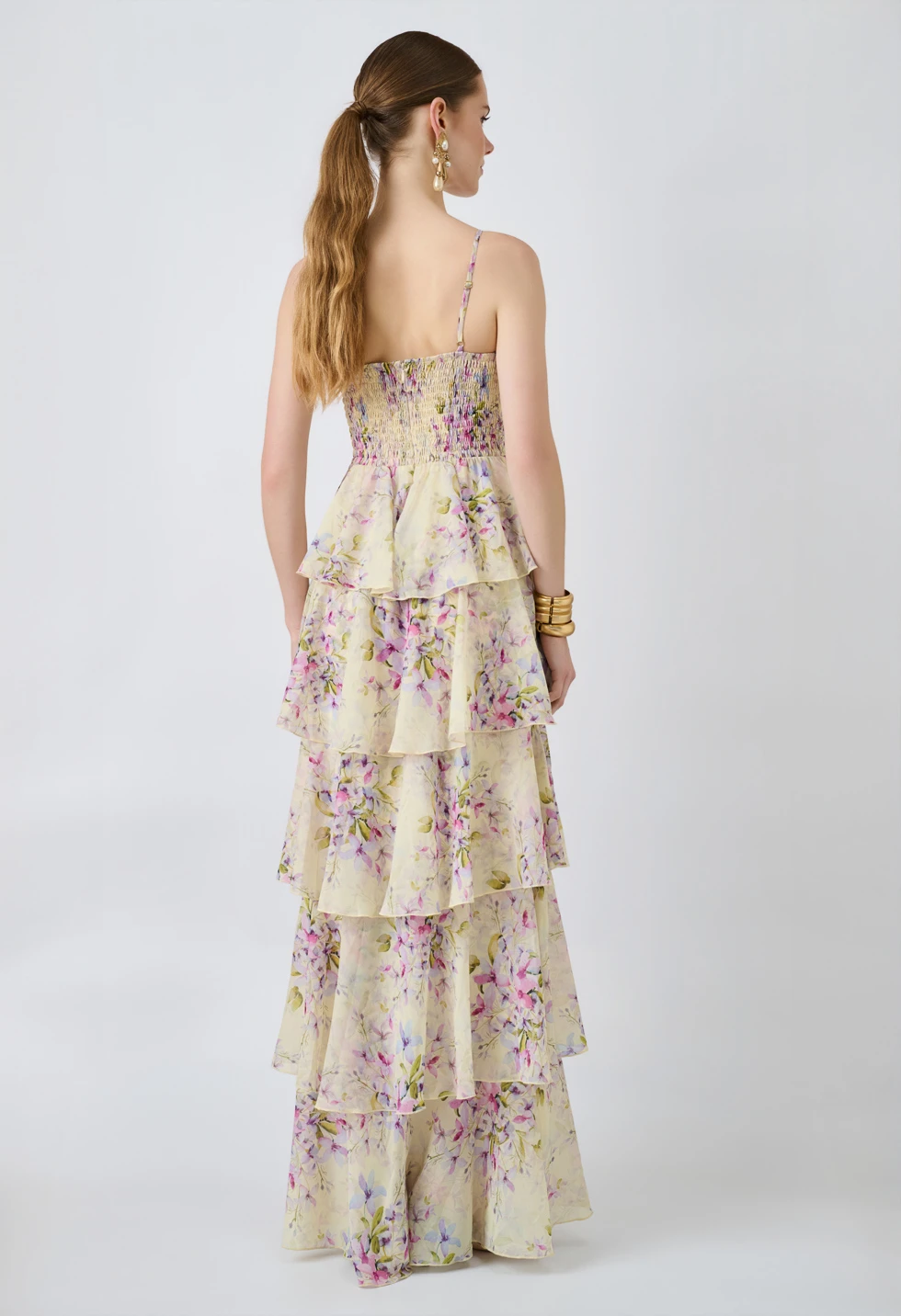 Floral maxi φόρεμα με τιράντες και βολάν - Image 6