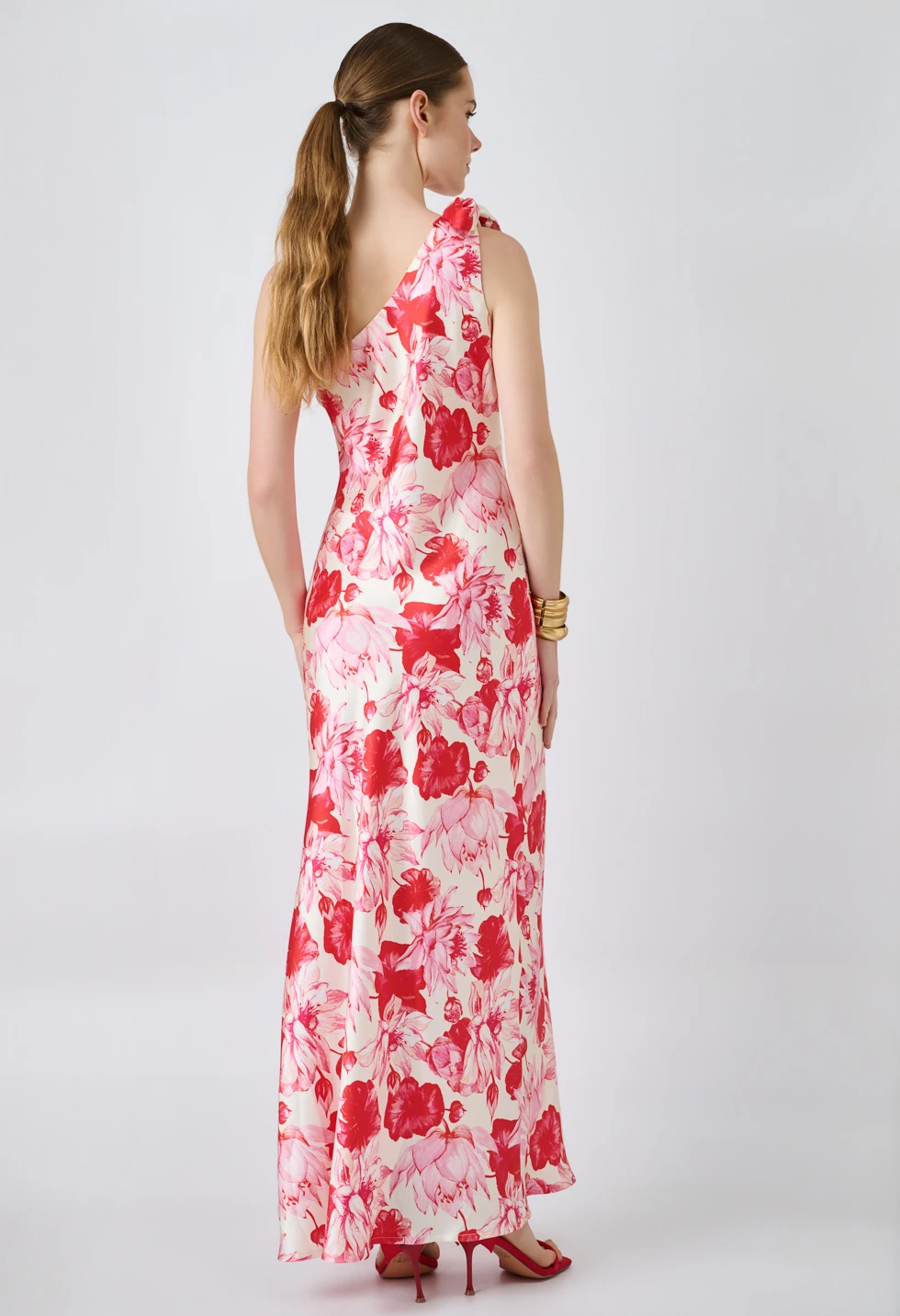 Floral one shoulder maxi φόρεμα με φιόγκο - Image 7