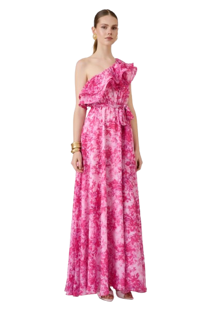 Maxi φόρεμα one shoulder με βολάν - Image 8