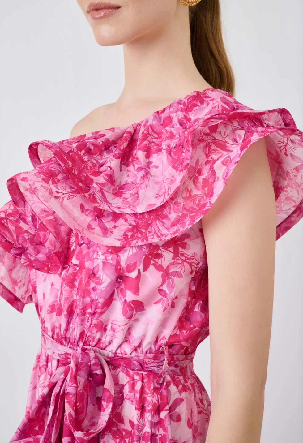 Maxi φόρεμα one shoulder με βολάν - Image 6