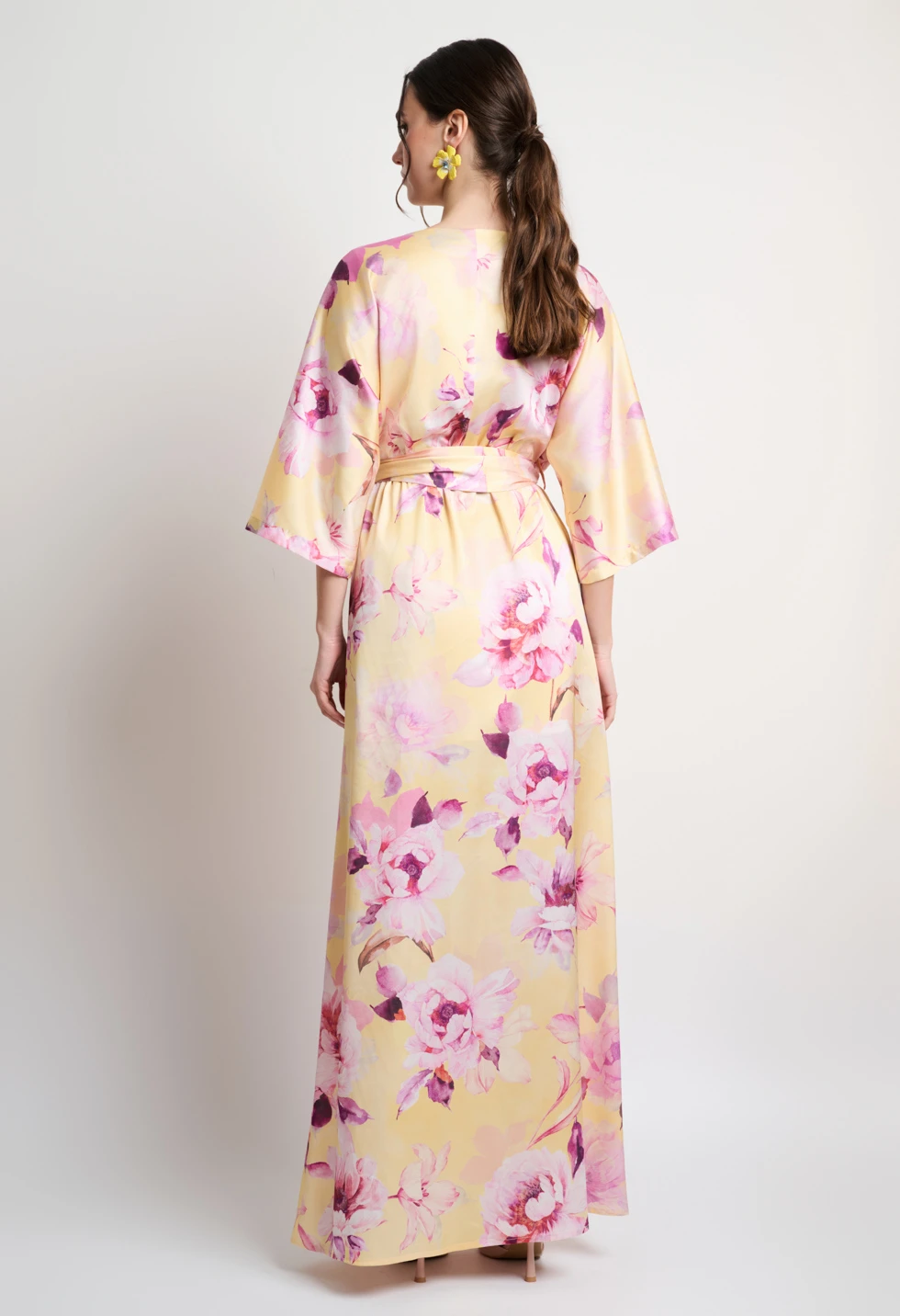 Floral maxi κρουαζέ φόρεμα με ζώνη - Image 4