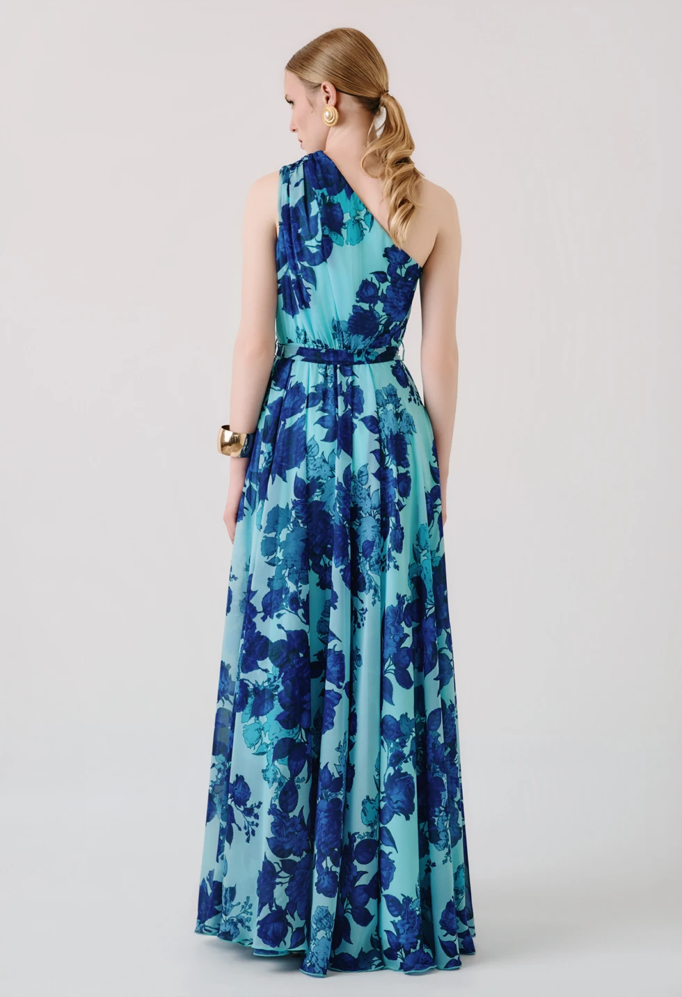 Maxi floral φόρεμα με έναν ώμο - Image 4
