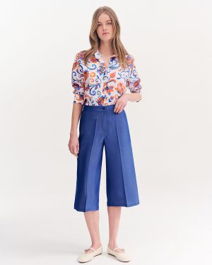 Alternative view of Παντελόνι ζιπ κιλότ σε ανάλφρο ύφασμα