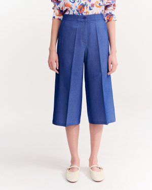 Παντελόνι ζιπ κιλότ σε ανάλφρο ύφασμα