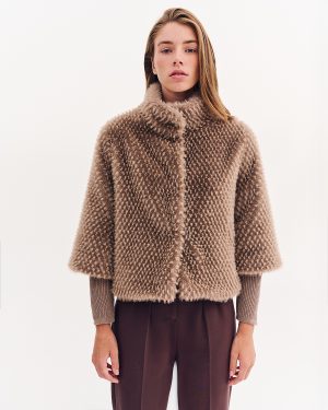 Γούνα κοντή με ριπ μανίκι