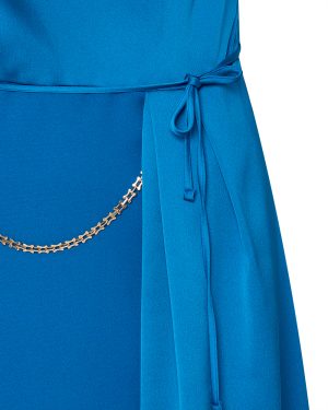 Alternative view of Φόρεμα satin με χρυσή αλυσίδα