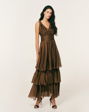 Φόρεμα maxi μεσάτο με βολάν