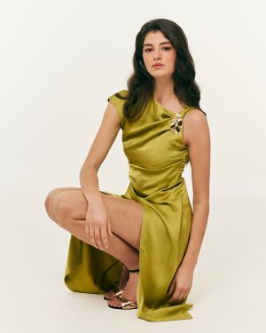 Φόρεμα satin με ντραπέ