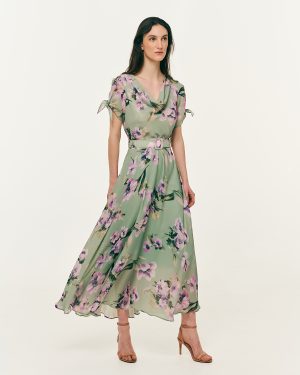 Φόρεμα μίντι floral με ζώνη