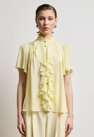 Alternative view of Μπλούζα με ruffle λεπτομέρεια και κοντό μανίκι