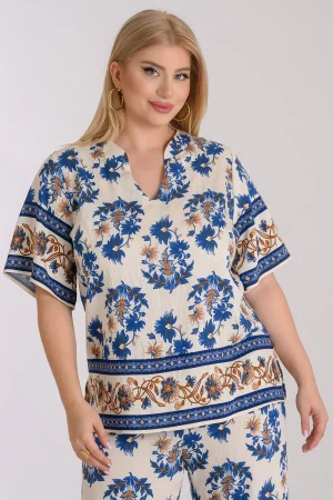 Κοντομάνικη μπλούζα εμπριμέ print plus size